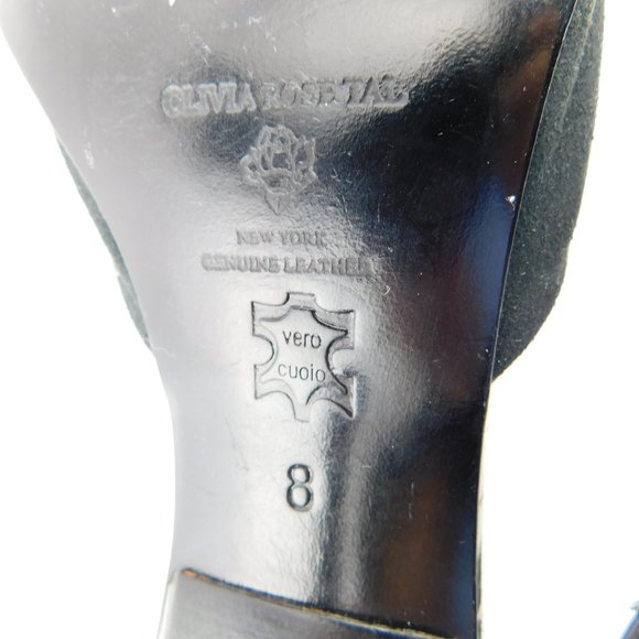 OLIVIA ROSE TAL Crystal Accent Black Suede Slide Mules 8 - Picture 7 of 8